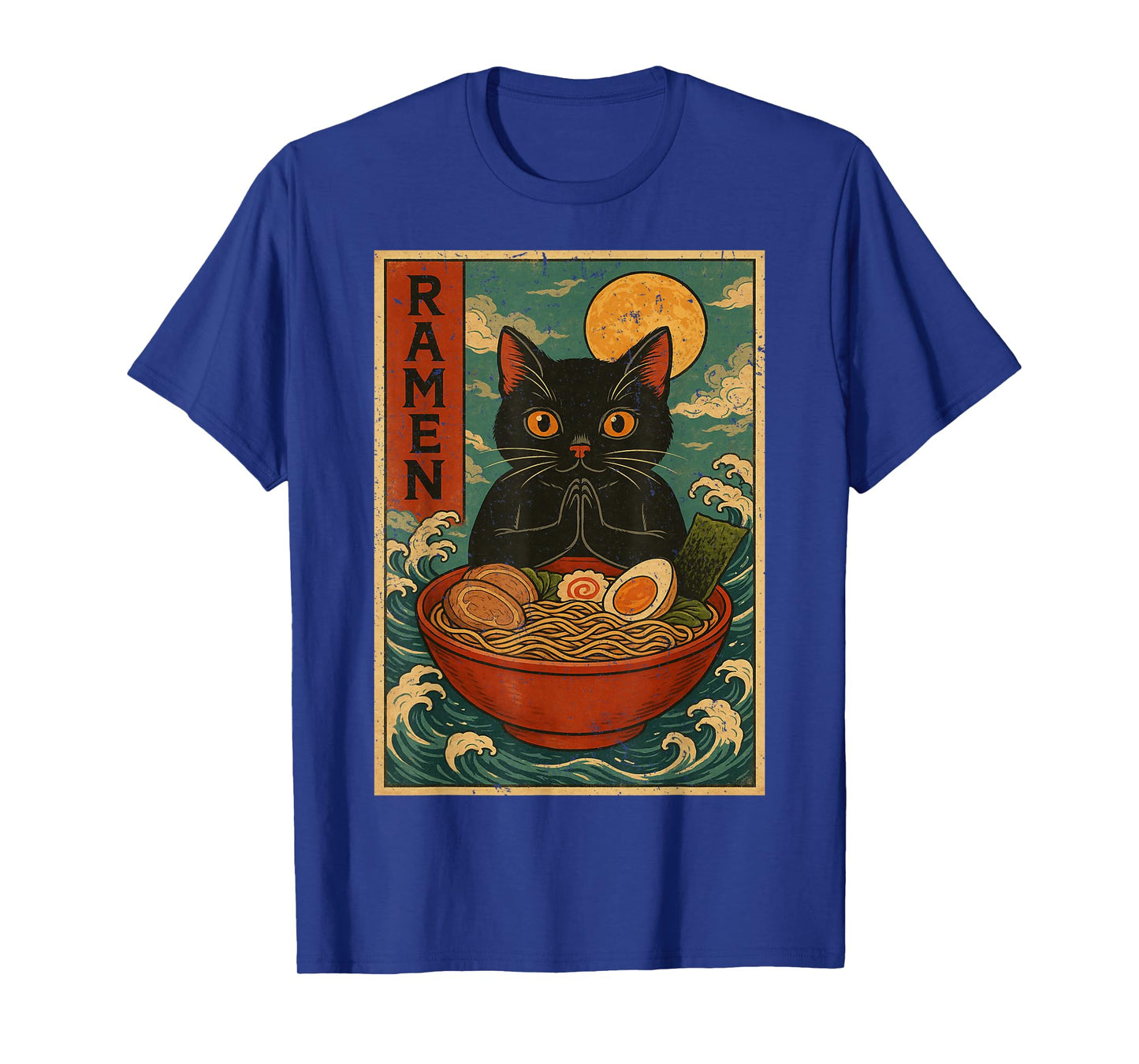 Black Cat Ramen Japanese Graphic Tees for Men Women Teens T-Shirt