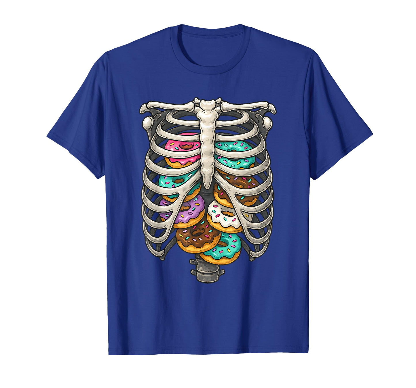 Skeleton Rib Cage Donut Lovers Skull Halloween Costume Fun T-Shirt