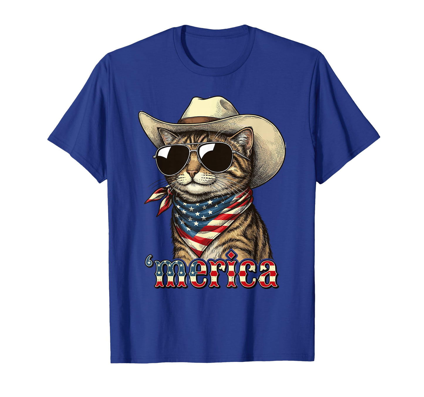 USA Flag Cat 4th of July Men Women Kids Funny Patriotic T-Shirt