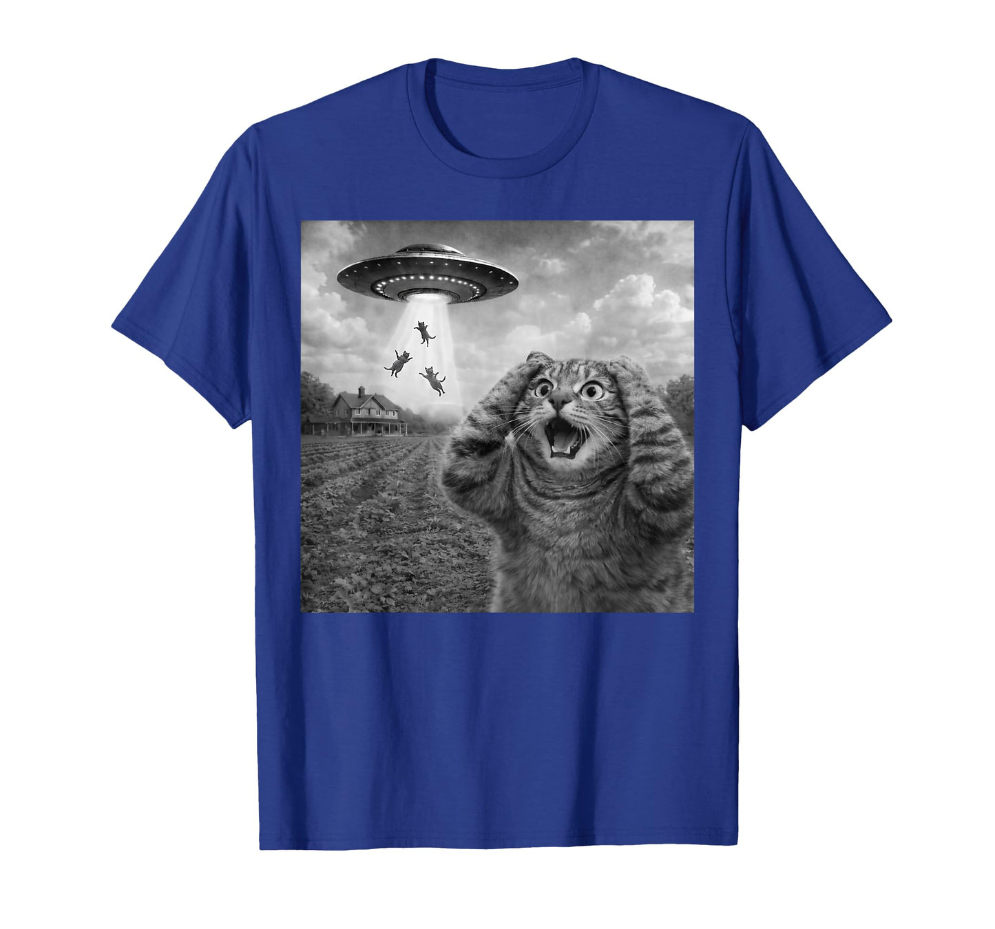 Cat Selfie Alien UFO Funny Cats Gifts for Men Women Boy Kid T-Shirt