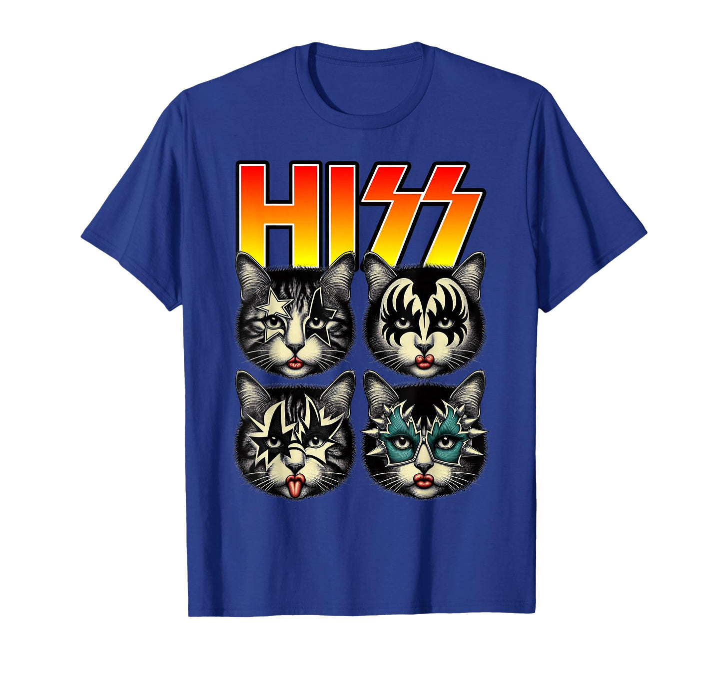 Retro Cat Rock Music Concert Band Hiss Funny Cat Kitten Love T-Shirt