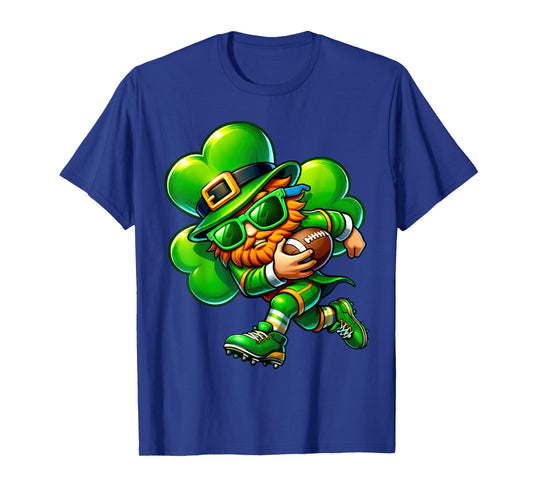 Funny Leprechaun Playing Football Kids Boys Mens T-Shirt