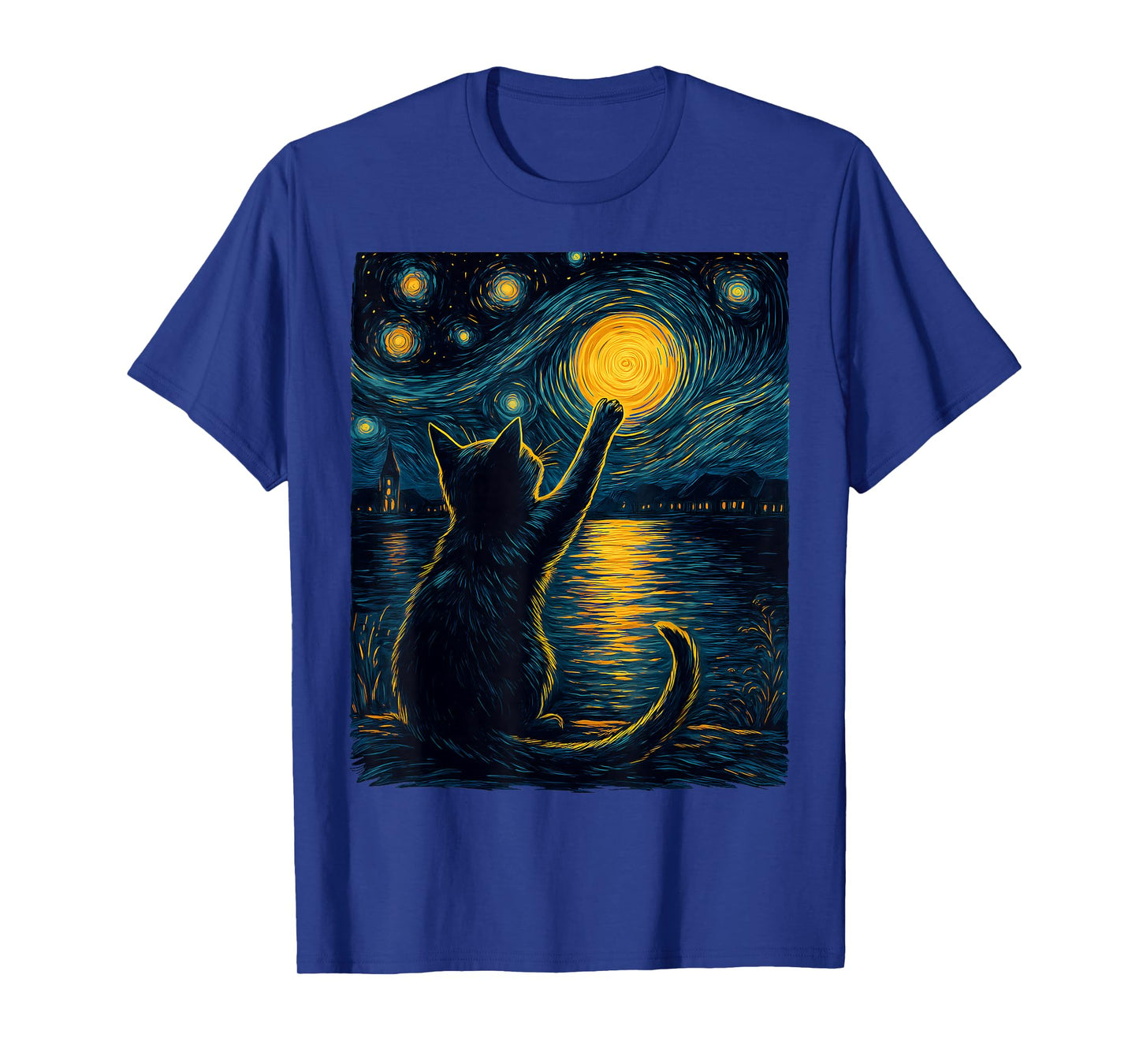 Black Cats Lover Starry Night Vincent van Gogh T-Shirt