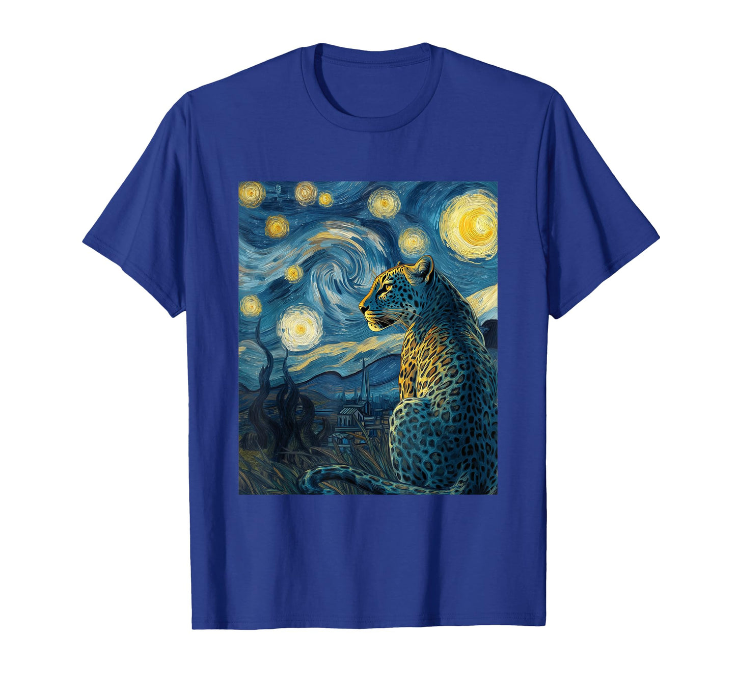 Leopard - Van Gogh Style Starry Night Funny Graphic T-Shirt