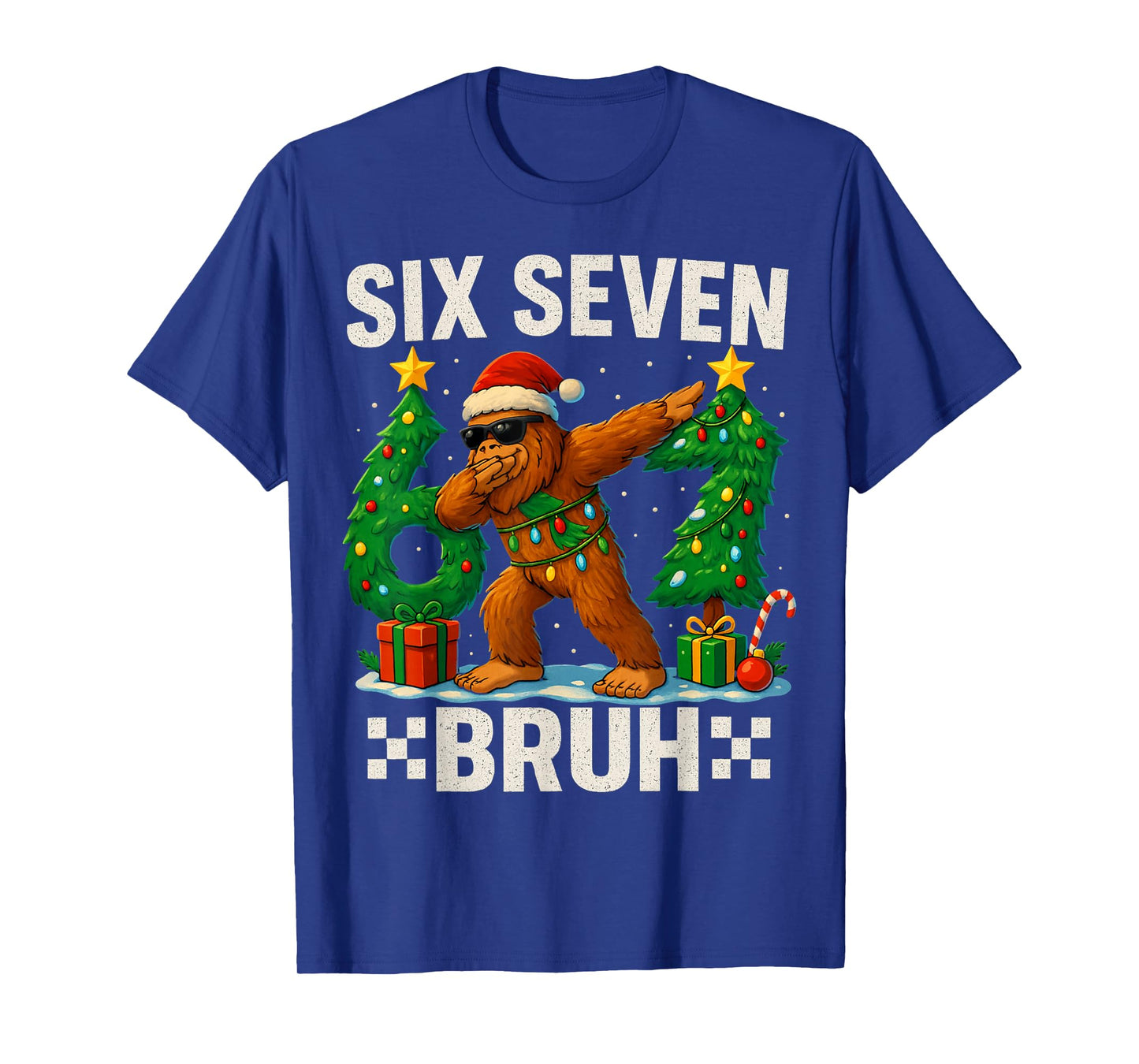Bruh 67 Six Seven Santa Bigfoot Dabbing Christmas Boys Kids T-Shirt
