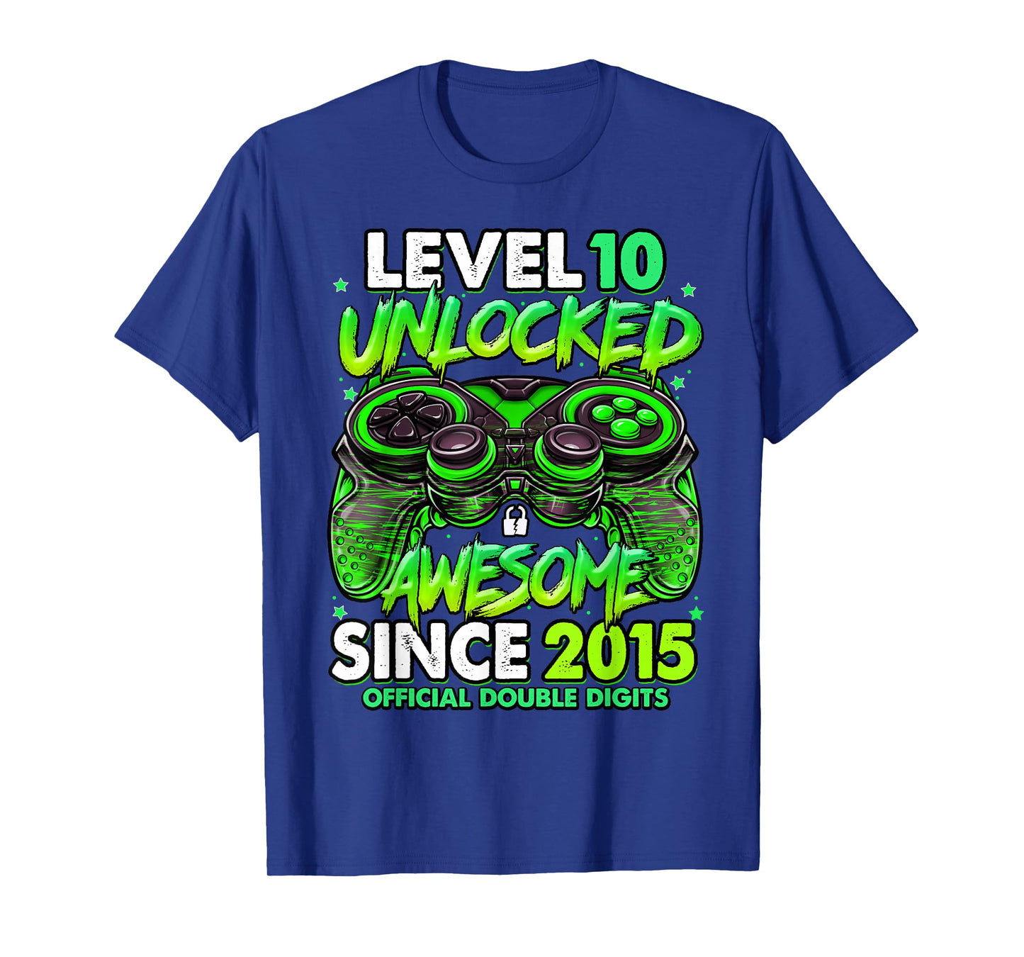 Level 10 Unlocked Awesome Since 2015 10th Birthday Gaming T-Shirt