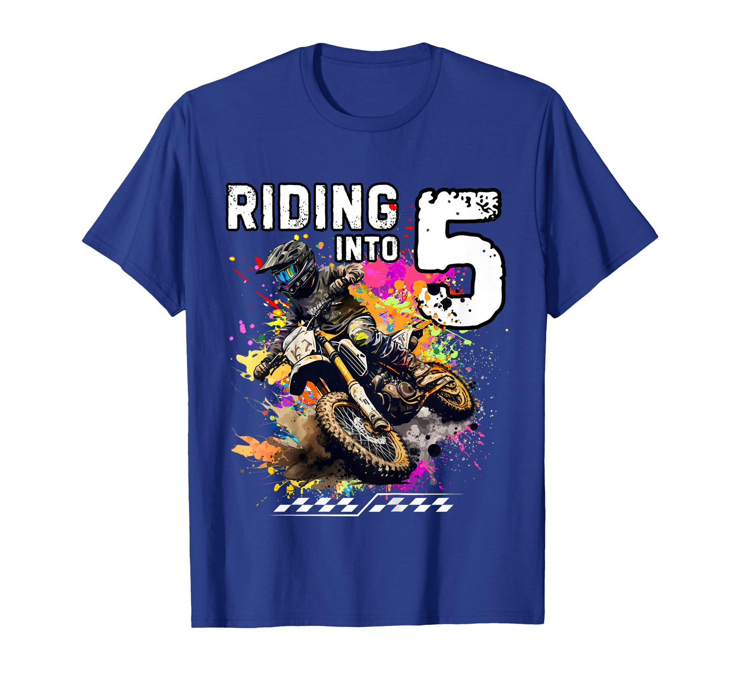 Kids Riding Into 5th Boy Dirt Bike MX Motocross Birthday T-Shirt