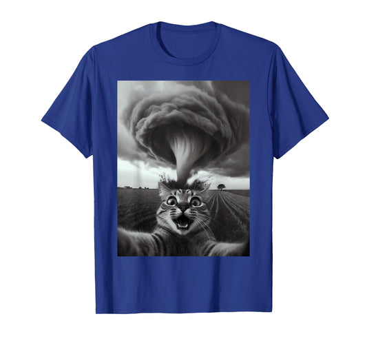 Funny Tornado Selfie Cat Meme – Cute Storm Weather Humor T-Shirt