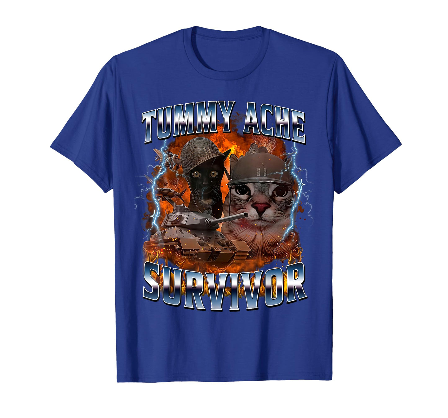 I Survived Today's Tummy Ache Funny Silly Cat Meme T-Shirt