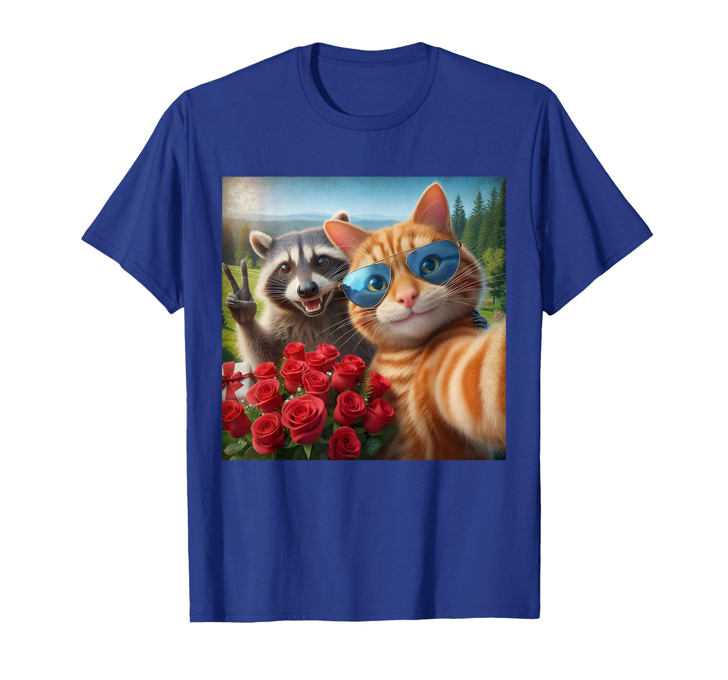 Funny Valentine Cat Raccoon Selfie Love Meme T-Shirt