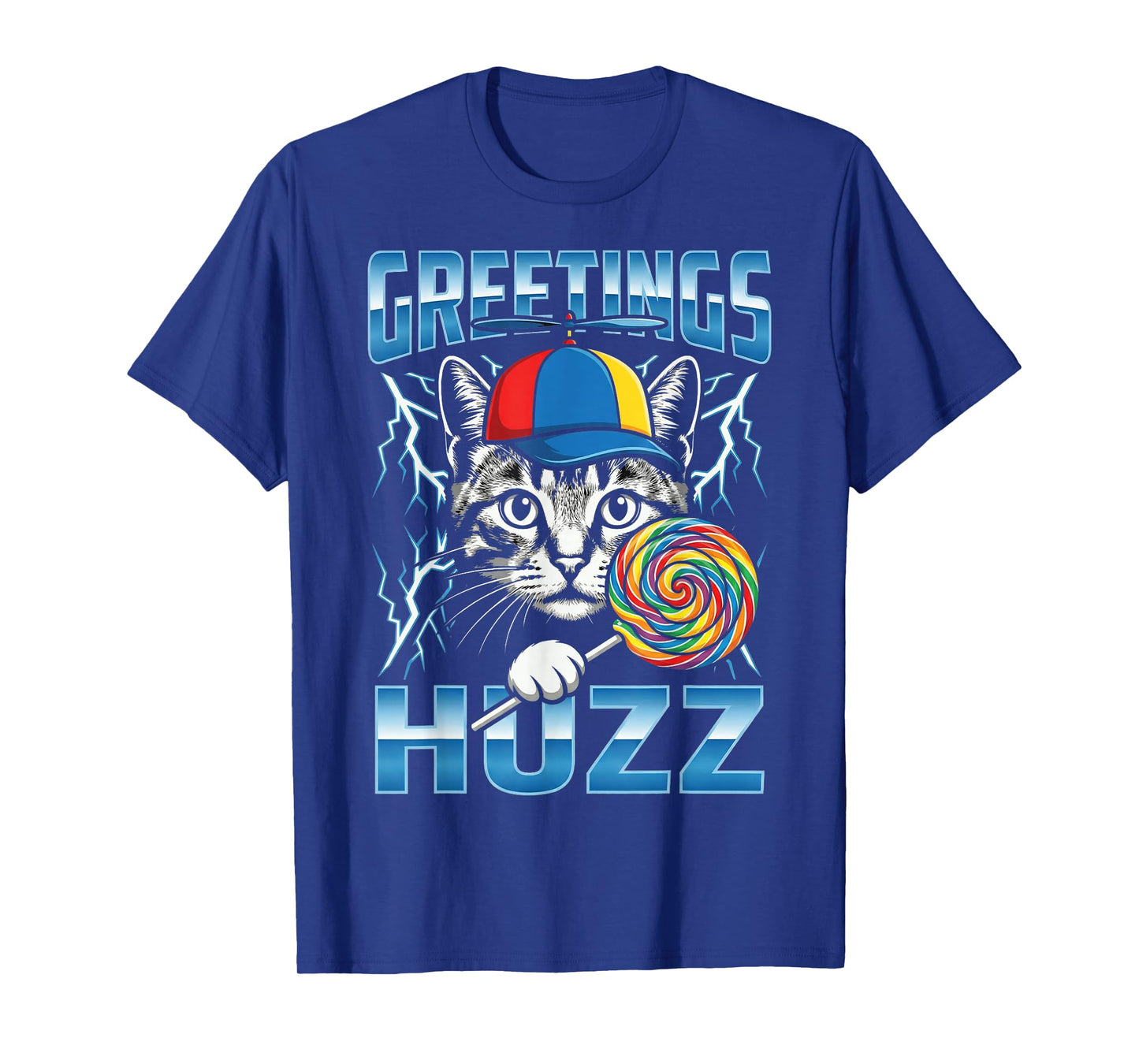 Greetings Huzz Meme Brainrot Cat Funny Gen Z Alpha Slang T-Shirt