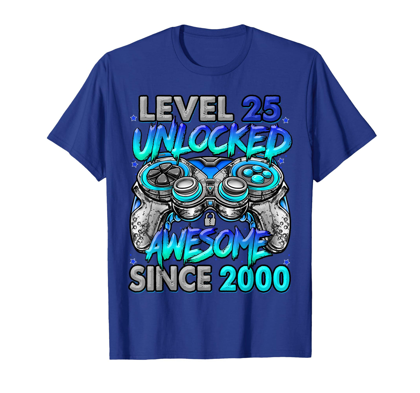 Level 25 Unlocked Awesome Since 2000 25th Birthday Gaming T-Shirt