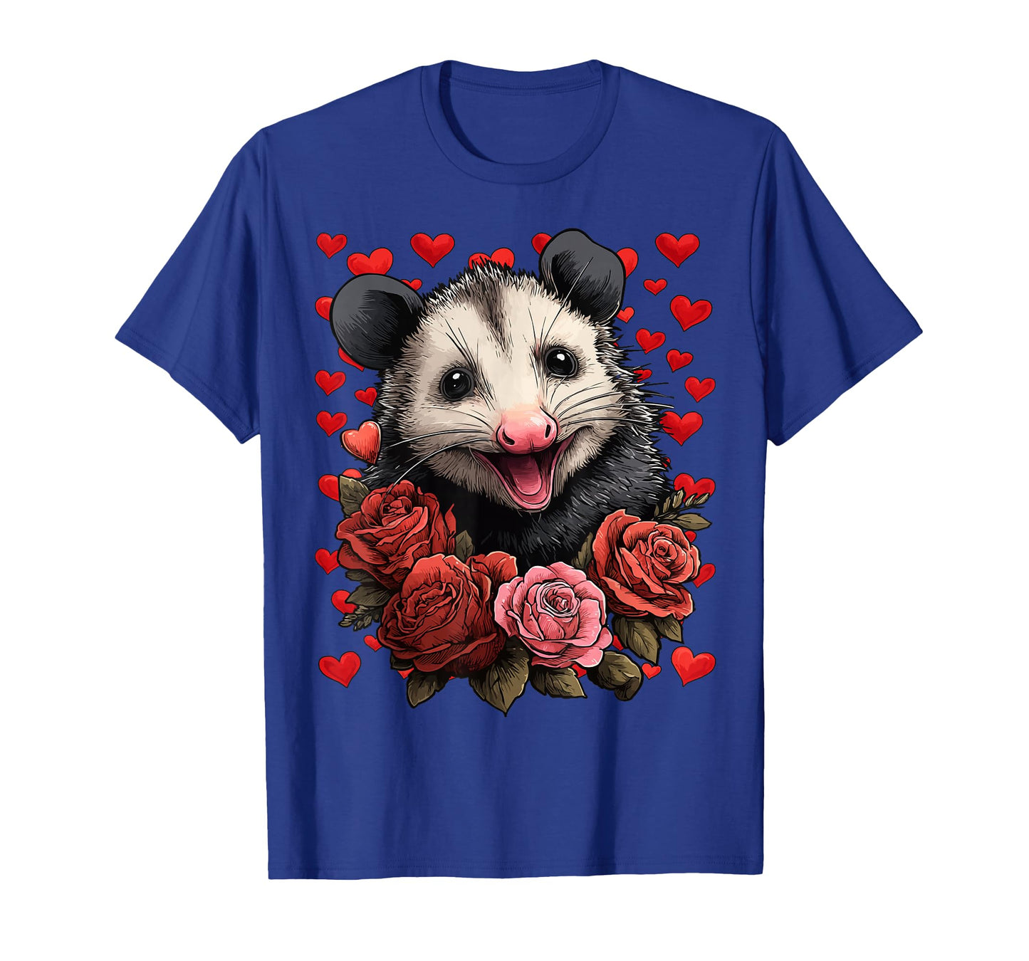 Cute Opossum with Red Roses Hearts Valentine’s Day Possum T-Shirt