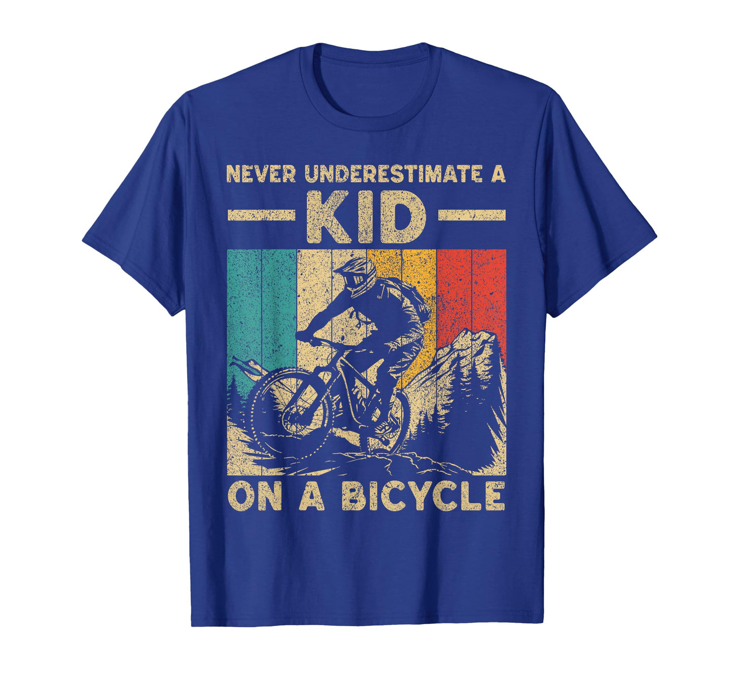 Never Underestimate A Kid Bicycle Riding Cyclist Boys Girls T-Shirt