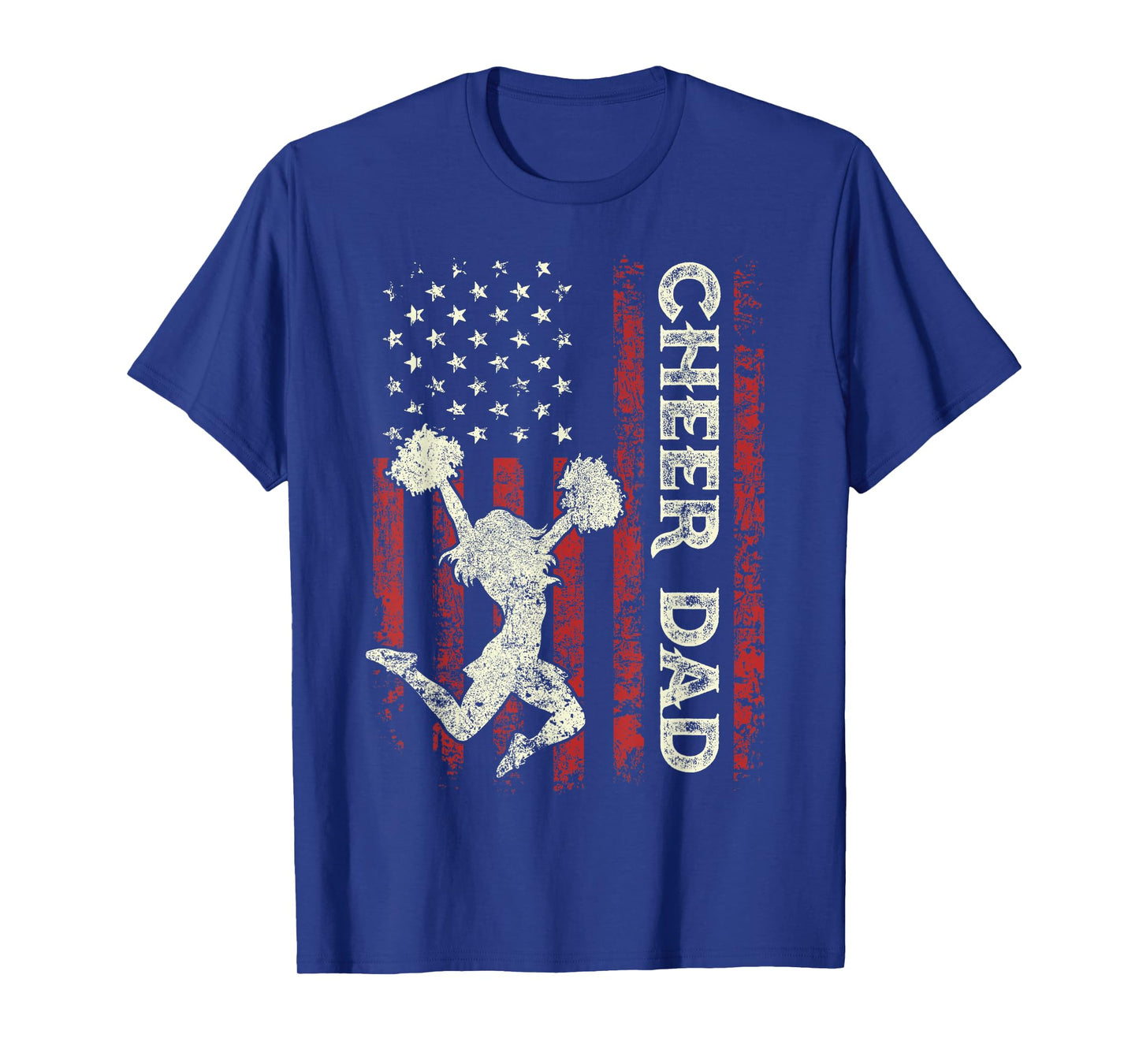 Cheer Dad US Flag Dad Men Patriotic Cheerleader Fathers Day T-Shirt