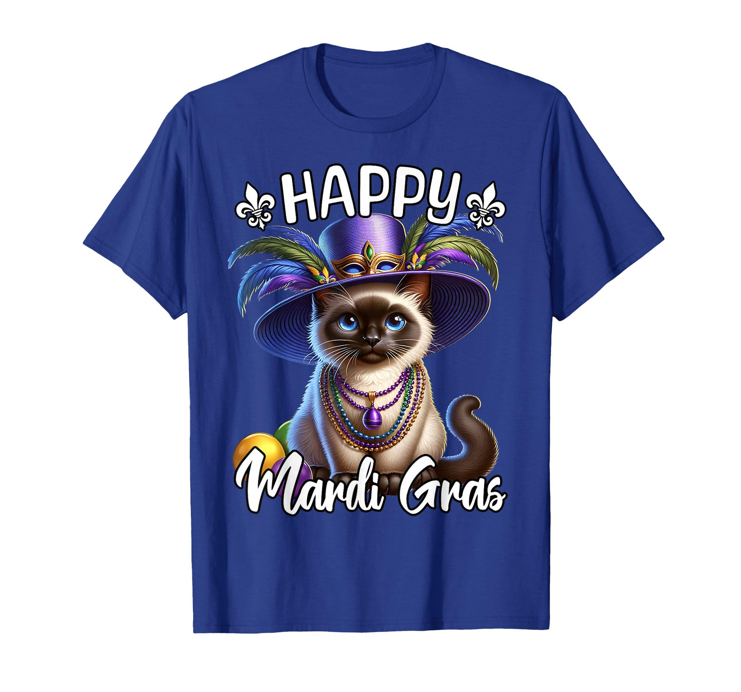 Siamese Cat Happy Mardi Gras Siamese Cat T-Shirt