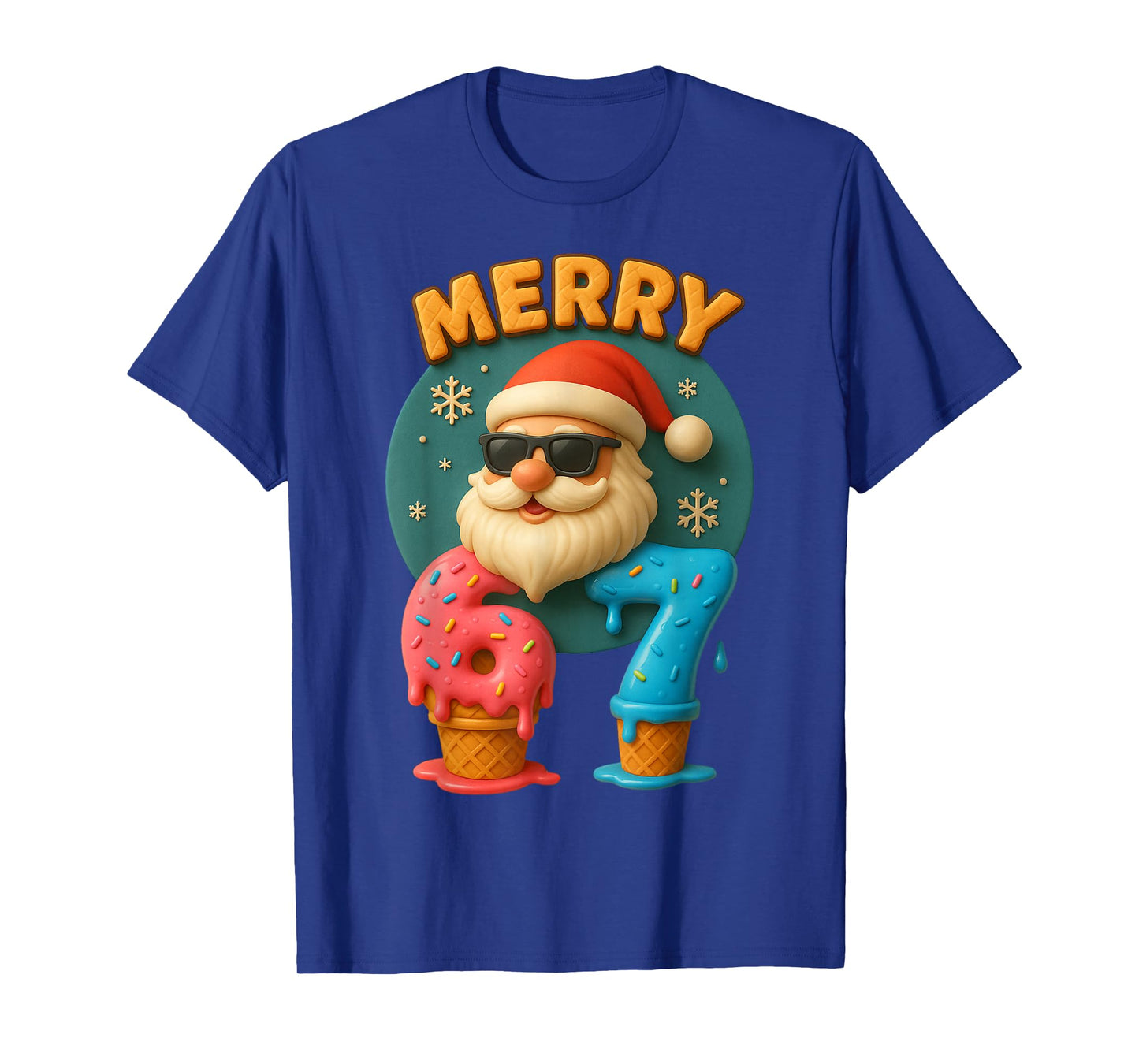 67 Meme Santa Ice Cream Drip Christmas for Teens Boys Kids T-Shirt