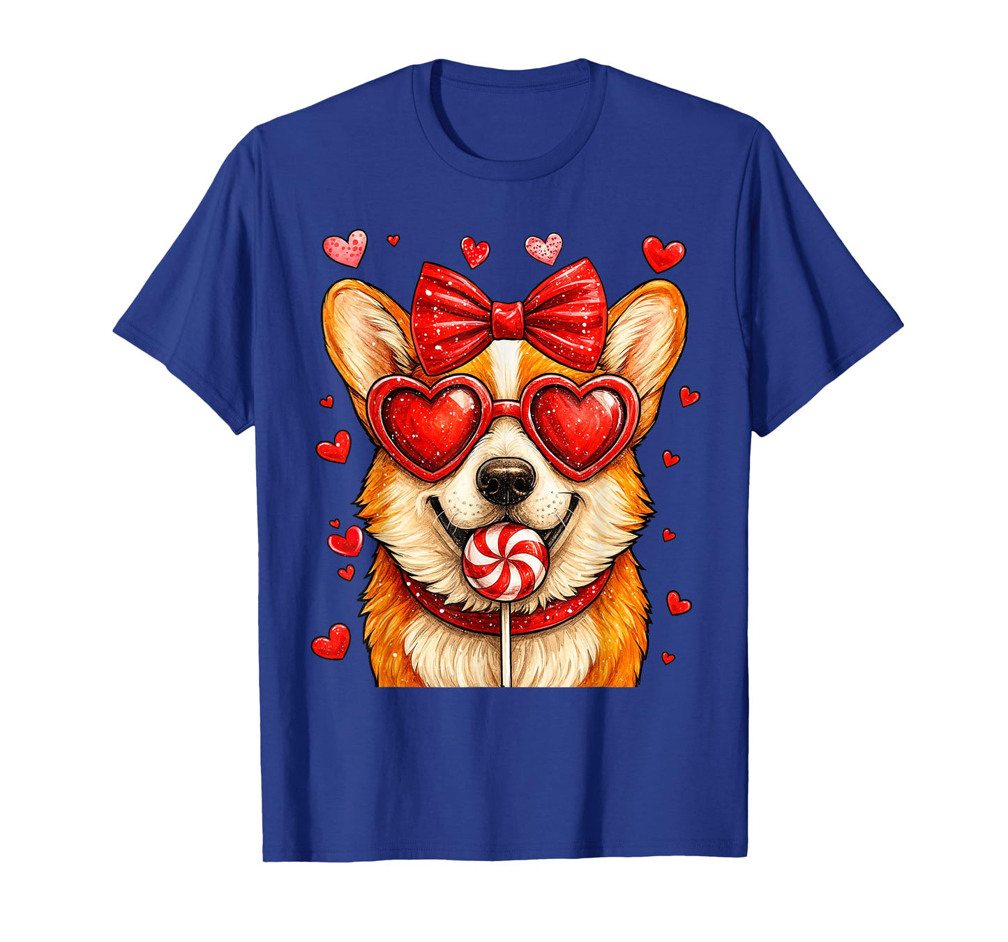 Cute Corgi Valentine Heart Candy Valentines Day Girls Kids T-Shirt