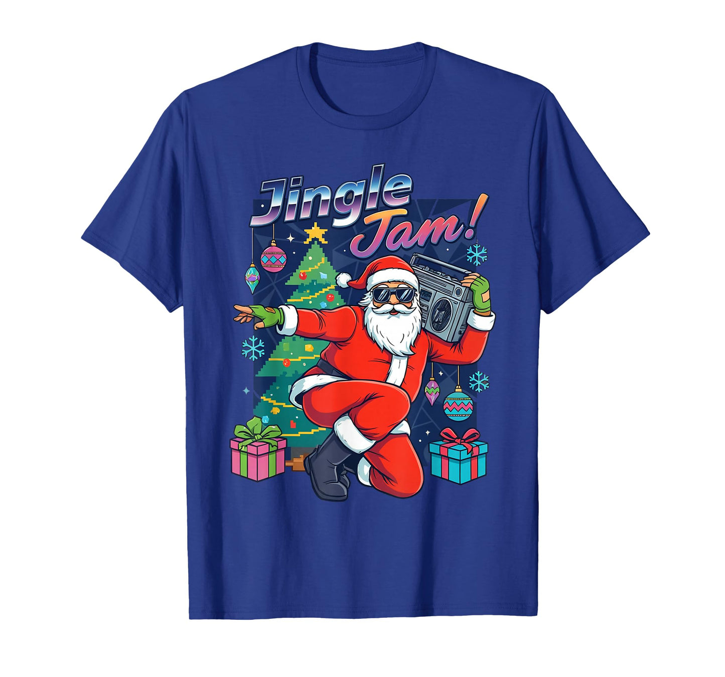 Jingle Jam Santa – Funky Christmas Boombox Party Design T-Shirt