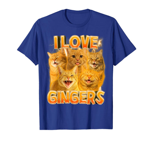 Ginger Cat Lover Cat Mom Cat Person Funny I Love Gingers T-Shirt