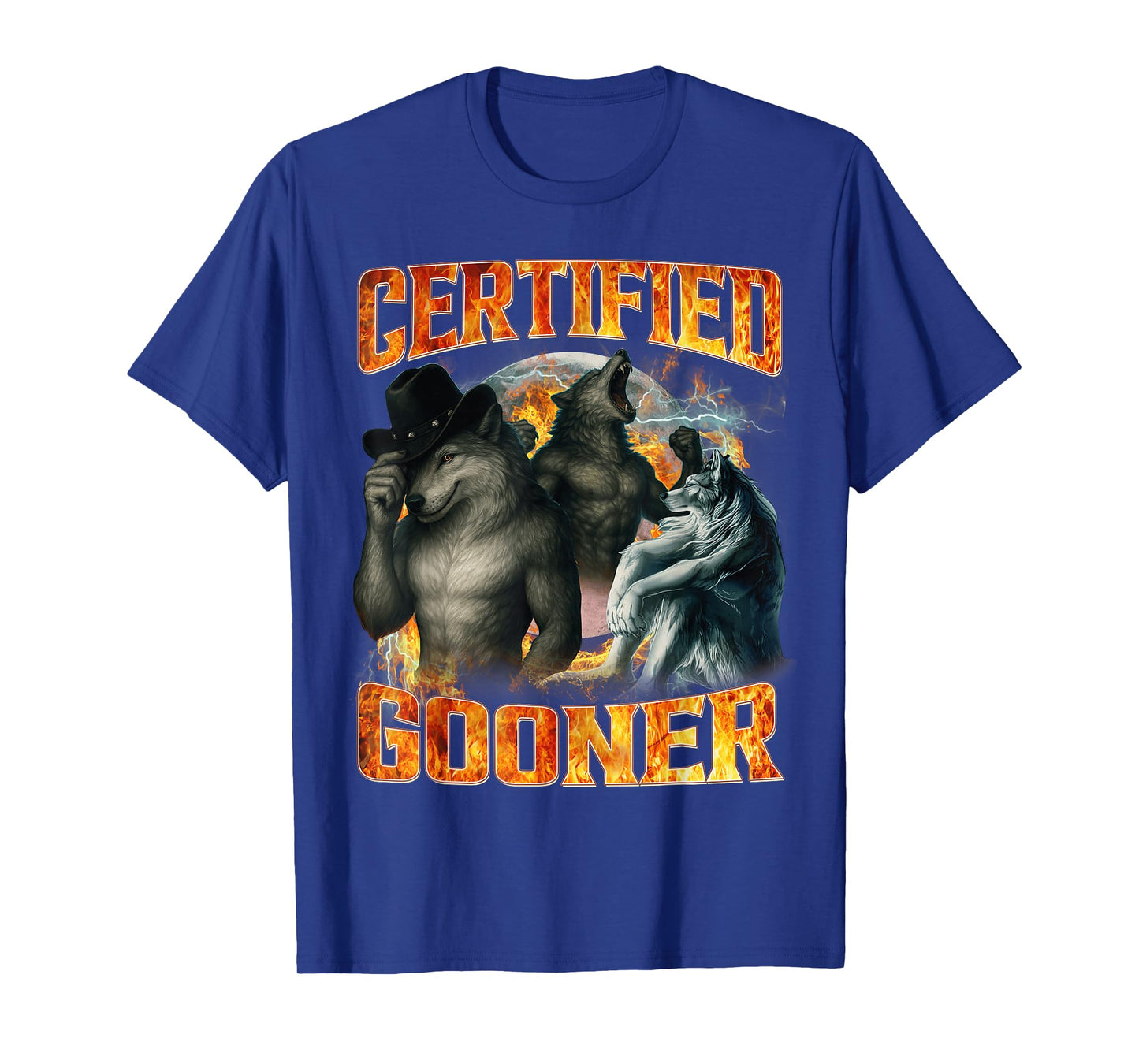 Wolf Certified Gooner Funny Bootleg Meme Dad Papa Men Gifts T-Shirt