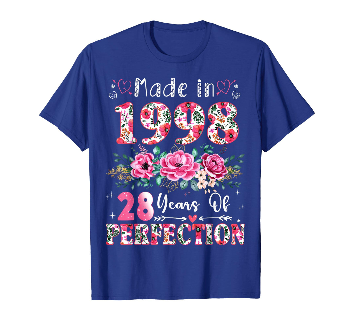 28 Year Old Made in 1998 Floral 28th Birthday Women T-Shirt