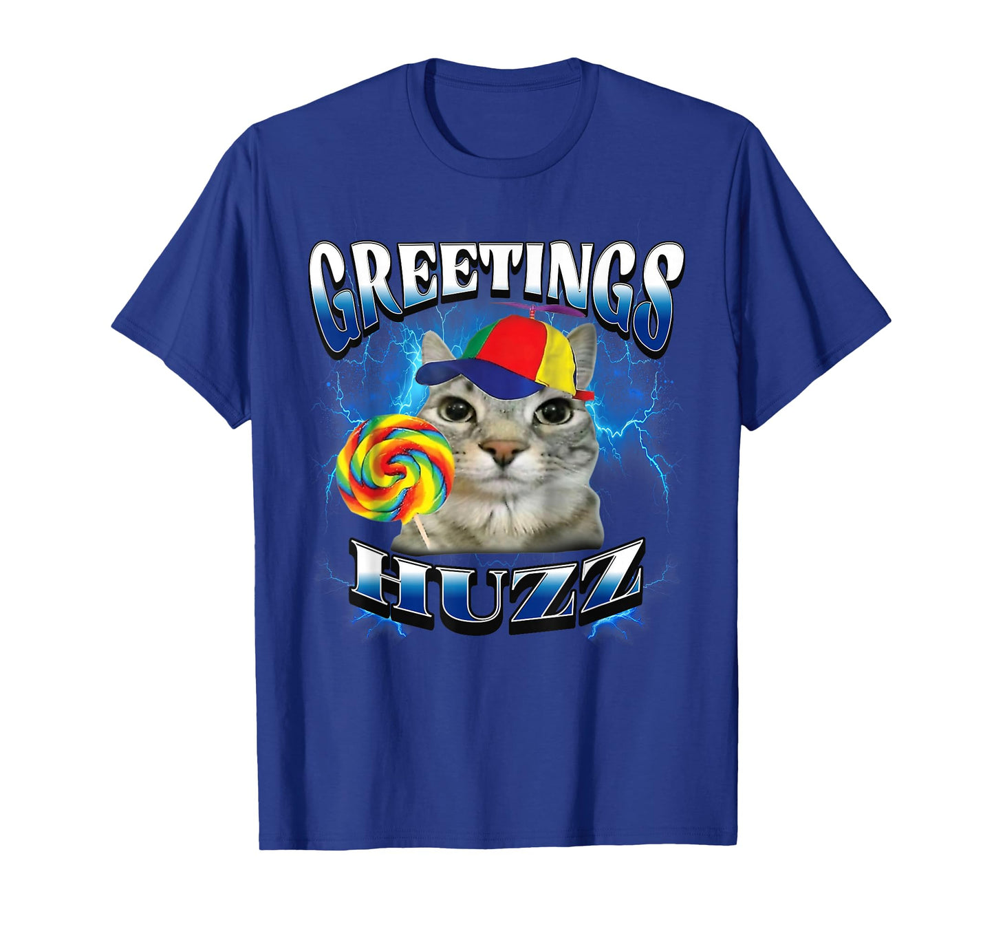 Greetings Huzz Funny Lollipop Cat Meme T-Shirt