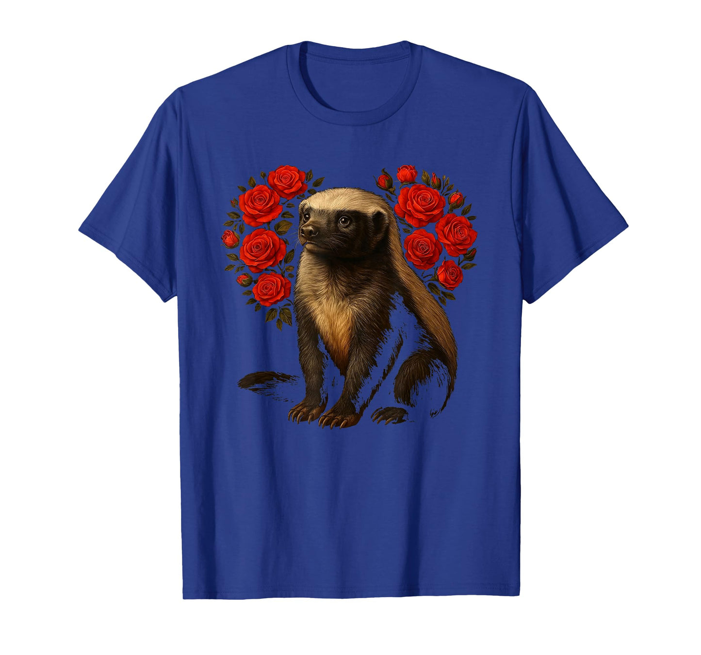 Cute Honey Badger Valentines Floral Heart Funny Cat Lovers T-Shirt