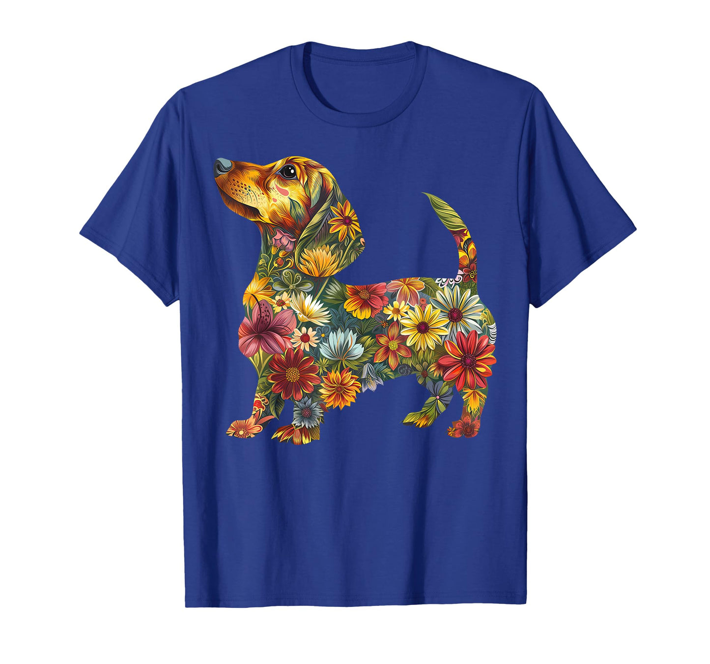Floral Dachshund Cute Pet Dog Animal Lover Doxie Mama Women T-Shirt