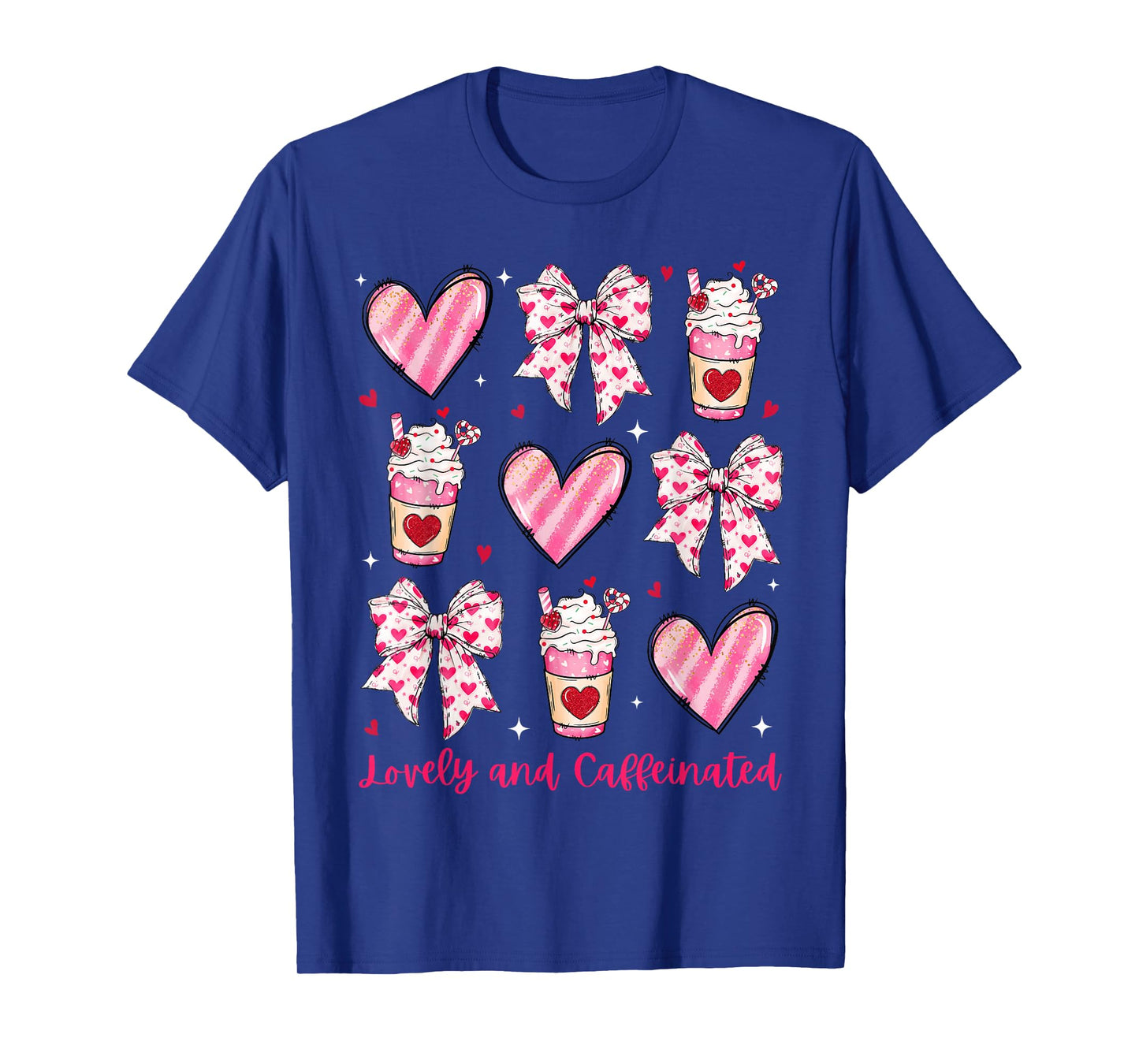 Lovely and Caffeinated Coquette Bow Coffee Lover Girl Women T-Shirt