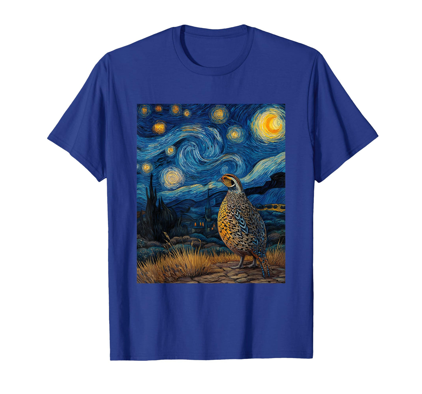 Quail Bird Van Gogh Style Starry Night Funny Graphic T-Shirt