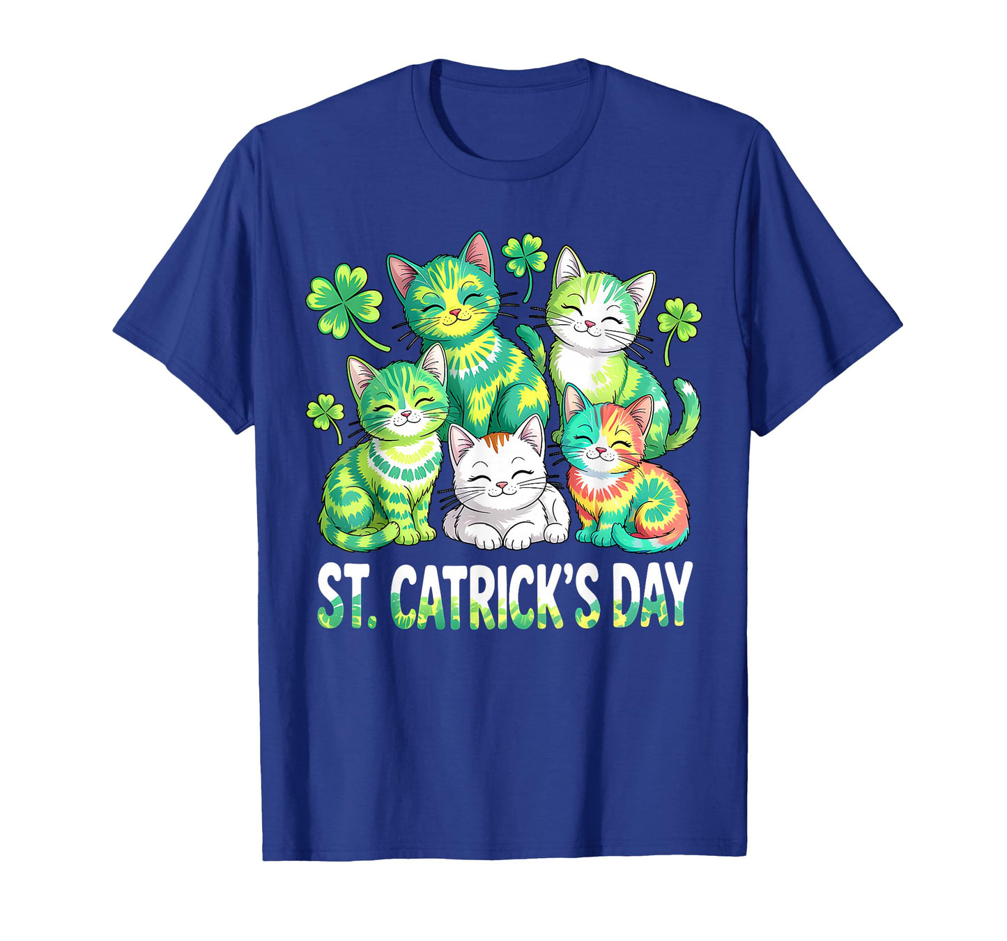 St Patricks Tie Dye Catricks Day Cats Saint Pattys Cat Lover T-Shirt