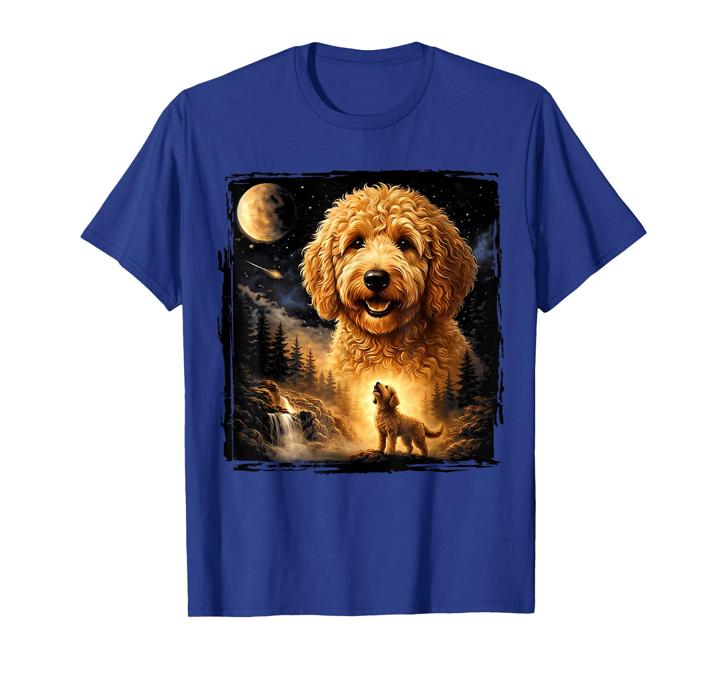 Vintage 90s Goldendoodle Howling at The Moon Goldendoodle T-Shirt