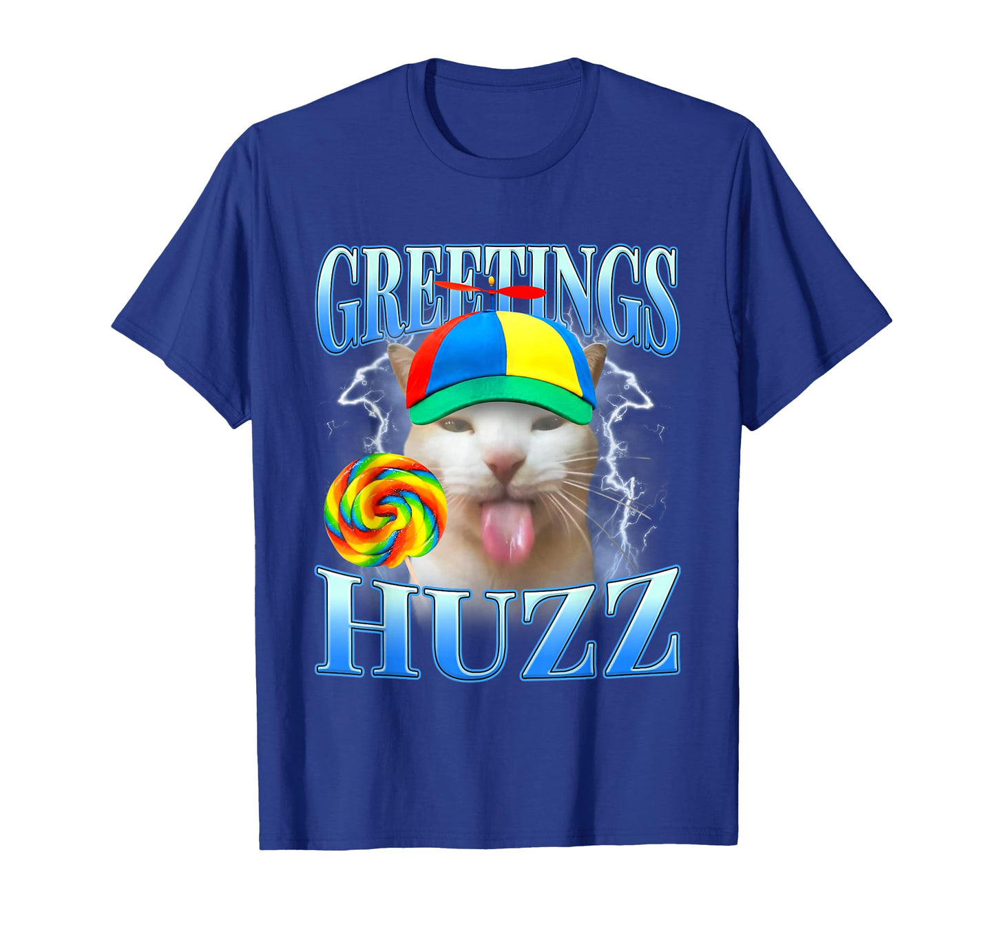 Lollipop Silly Cat Meme Greetings Huzz Funny Gen Z Humor T-Shirt