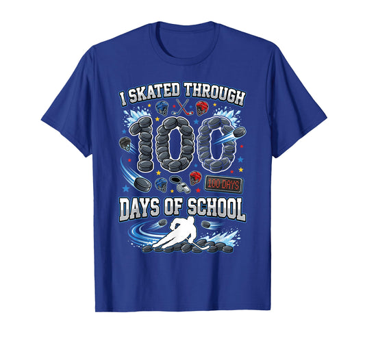 I Skated Through 100 Days of School Ice Hockey 100th Days T-Shirt