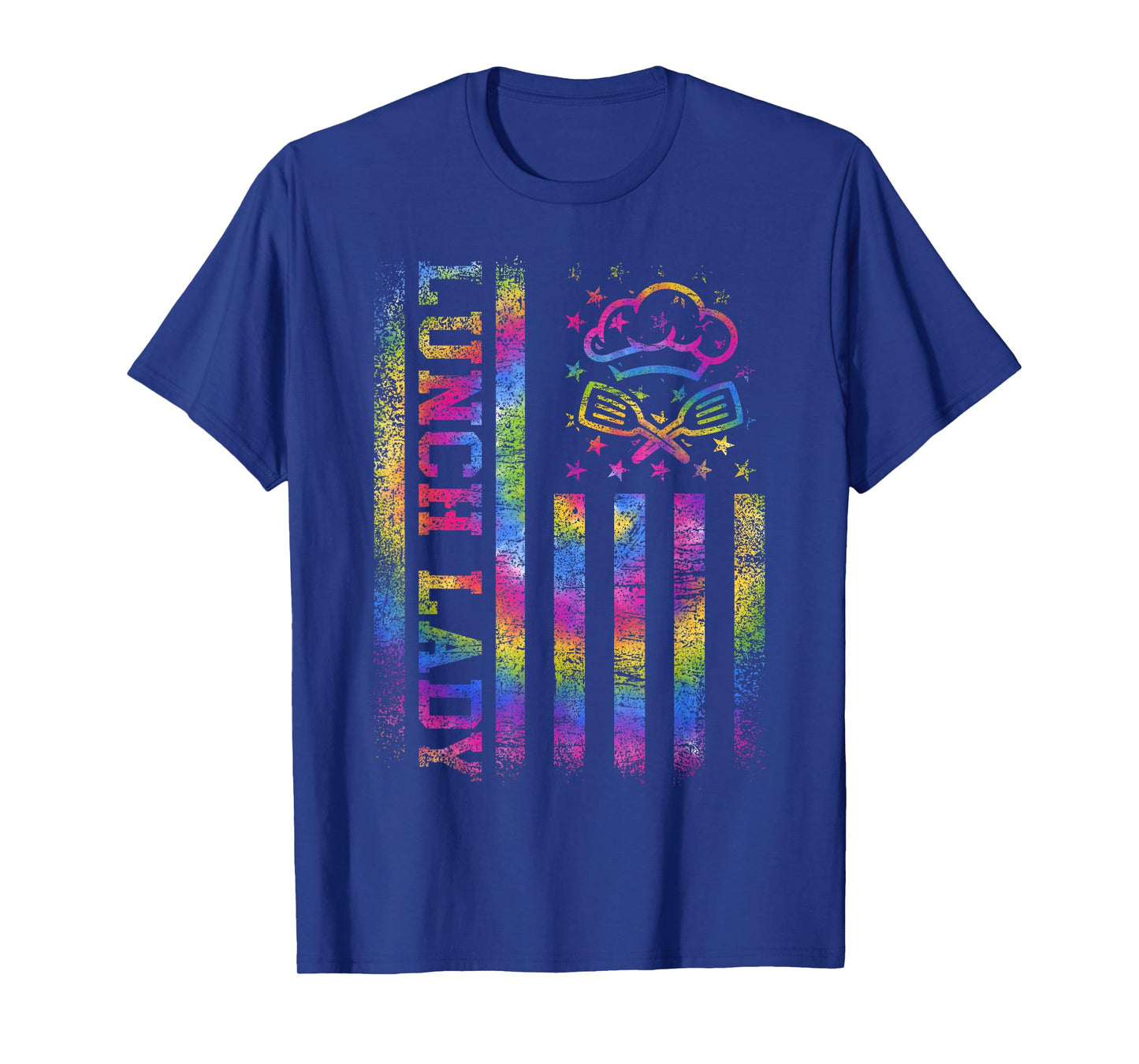 School Lunch Lady Squad US Flag Tie Dye Proud Cafeteria Crew T-Shirt