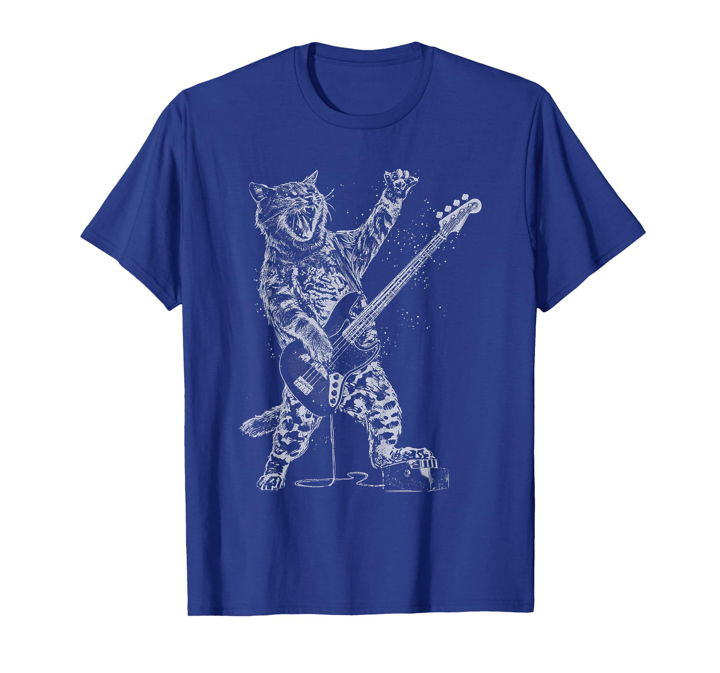 Cat Playing Bass Guitar Shirt for Men Animal Playing Guitar T-Shirt