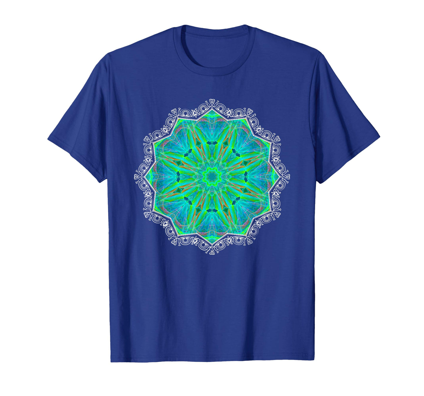 Green Kaleidoscope-art Mandala Geometry Gaia Yoga Mantra T-Shirt