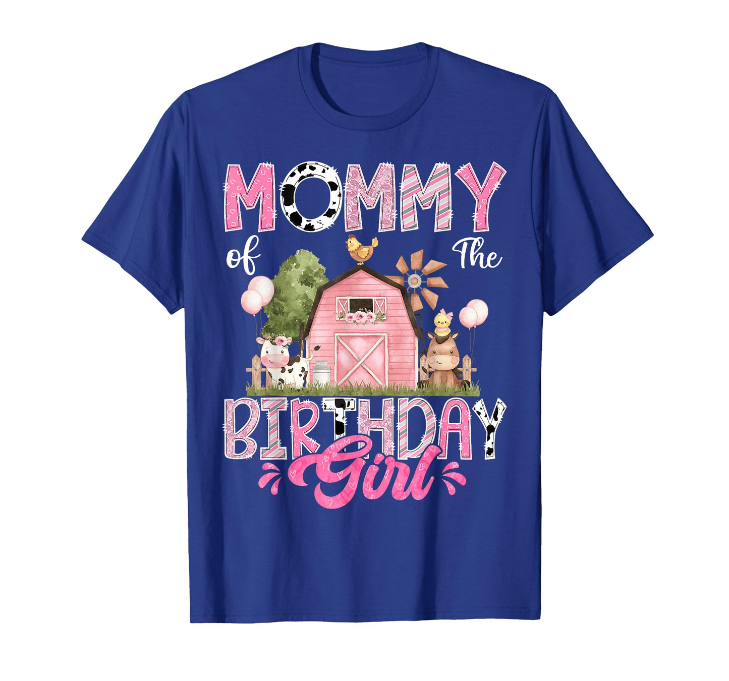 Mommy Of The Birthday Girl 1St Birthday Pink Cow Farm T-Shirt