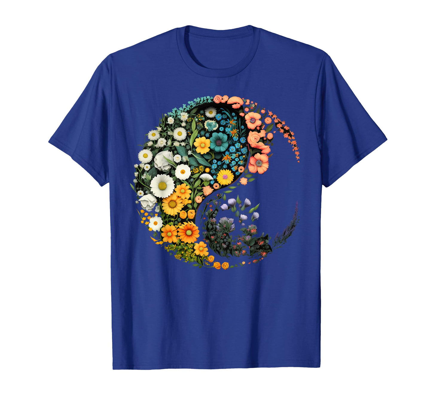 Flower Taoism Yin Yang Symbol on Zen Taijitu Yin Yang T-Shirt
