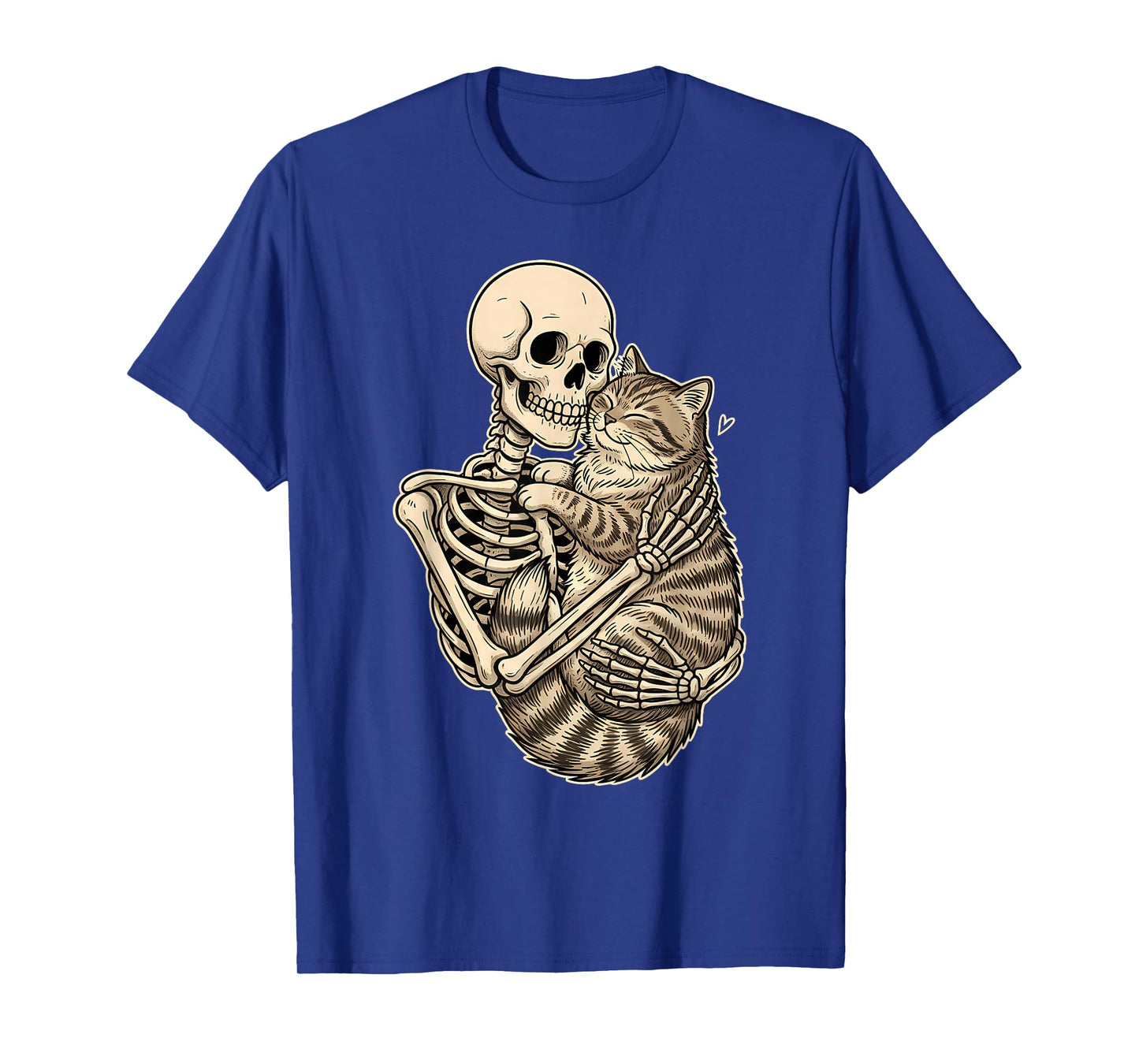 Skeleton Hugging Cat Kitten Kitty Lover Pet Mom Cat Dad T-Shirt