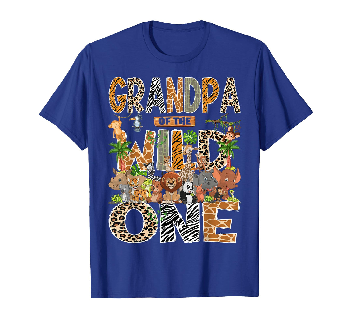 Grandpa of The Wild One Safari Zoo Animal 1st Birthday Boy T-Shirt