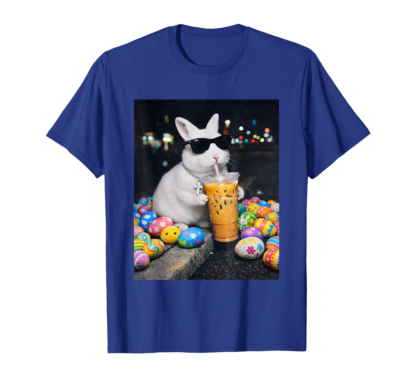 Easter Bunny Drinking Iced Cofffe Men Bunny Easter Women T-Shirt