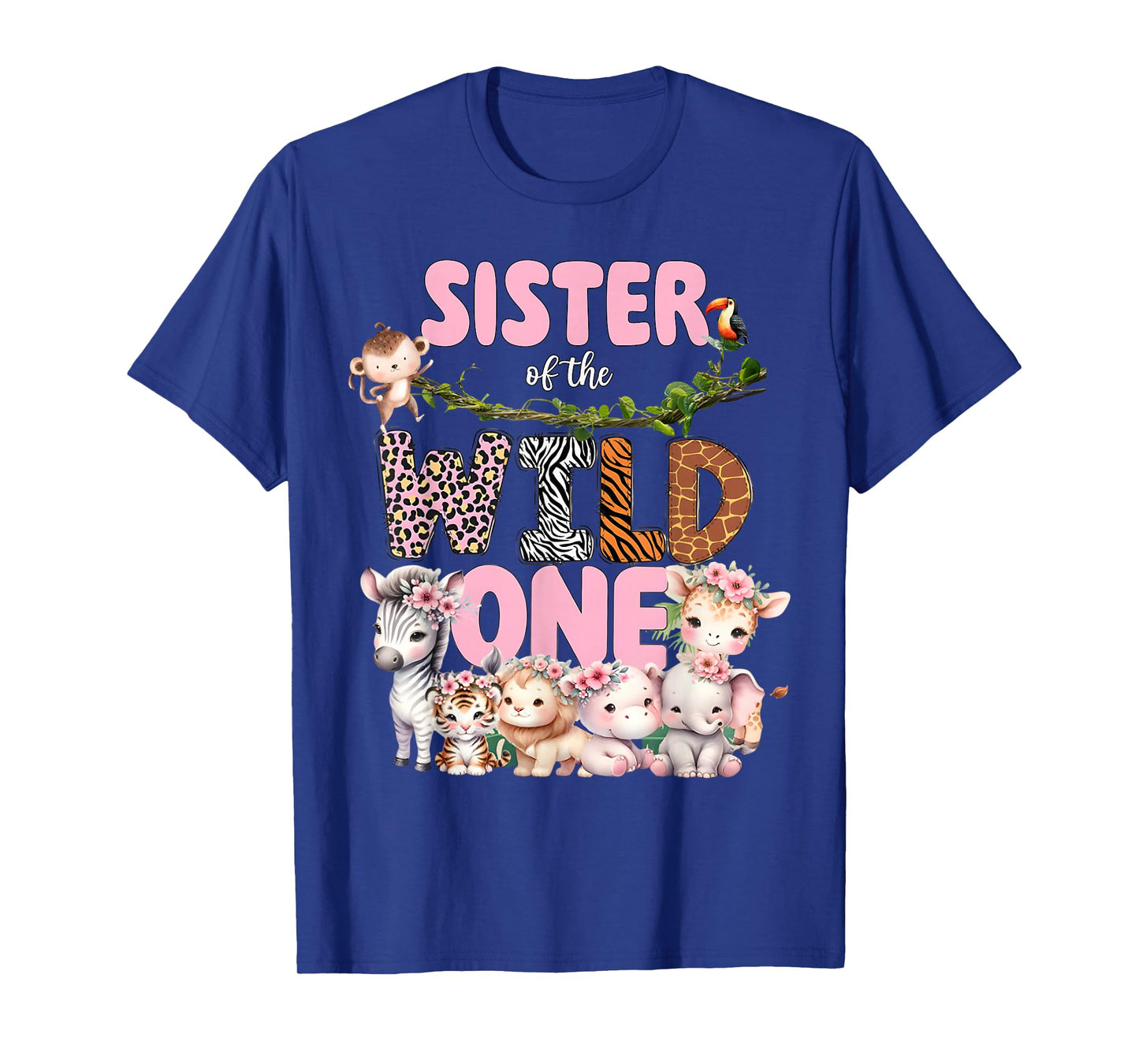 Sister of The Wild One 1st Birthday Girl Kid Safari Jungle T-Shirt