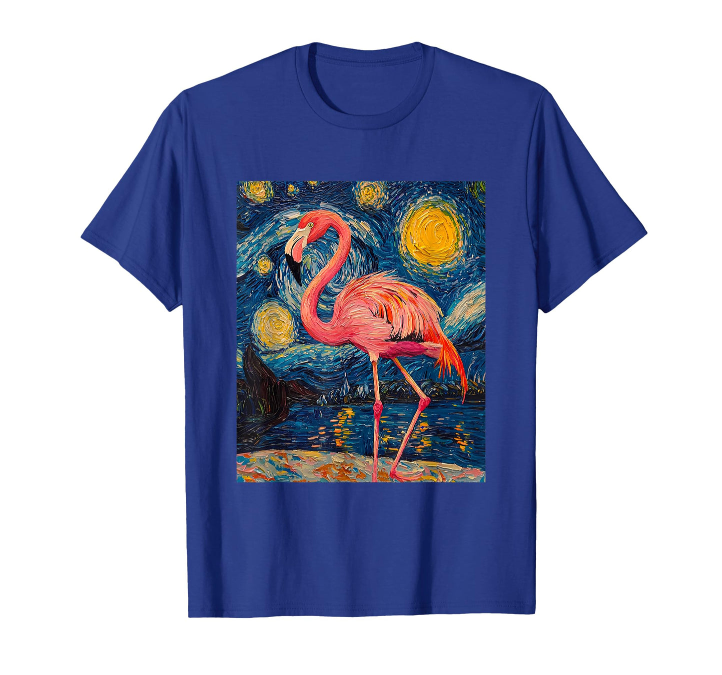Cute Flamingo - Van Gogh Style - Starry Night T-Shirt