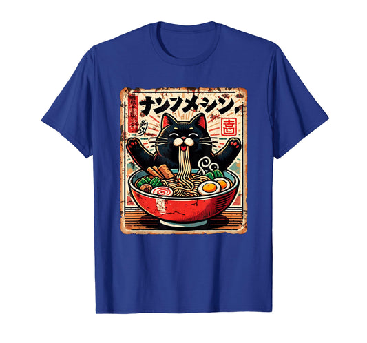 Anime Ramen Cat Japanese Kawaii Cat Eating Ramen Tee T-Shirt
