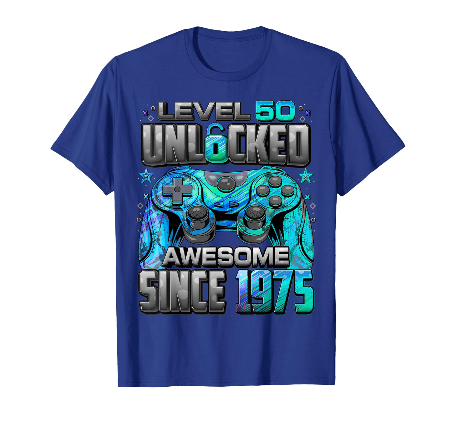 Level 50 Unlocked Awesome Since 1975 50th Birthday Gaming T-Shirt