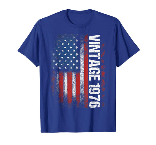 Vintage 1976 50th Birthday Gifts 50 Years Old American Flag T-Shirt