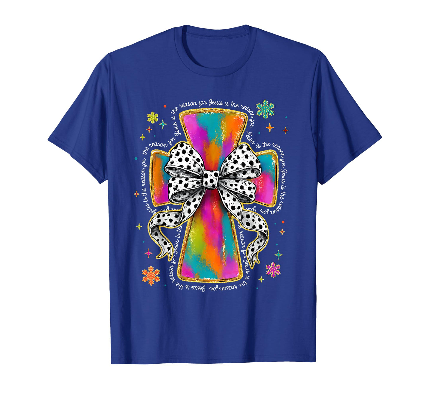 Jesus is The Reason Christian Cross Coquette Bow Christmas T-Shirt