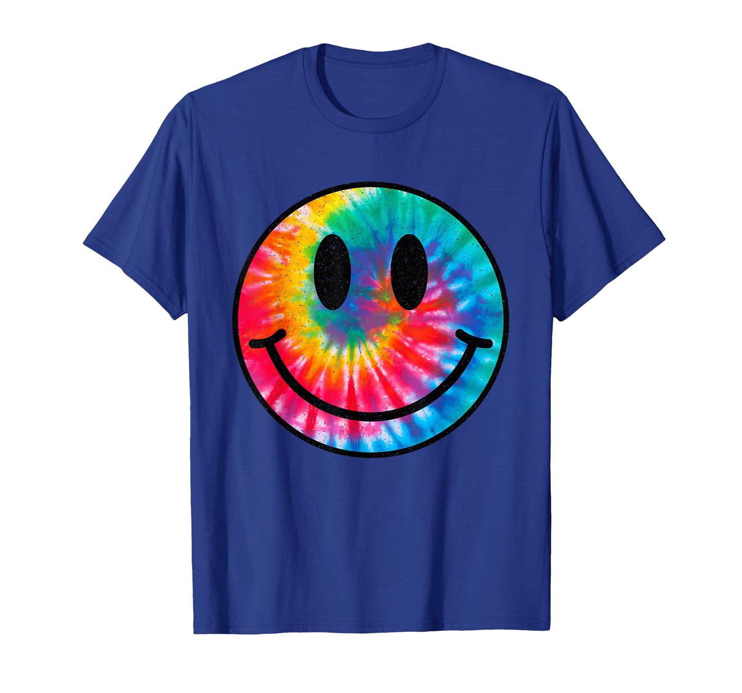 Retro Happy Face Tie Dye Checkered Pattern Smile Face Trendy T-Shirt